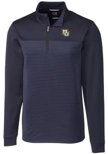 Cutter and Buck Marquette Golden Eagles Mens Navy Blue Traverse Stripe Stretch Long Sleeve 1/4 Z..