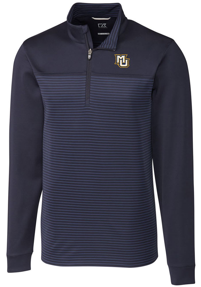 Cutter and Buck Marquette Golden Eagles Mens Navy Blue Traverse Stripe Stretch Pullover Jackets