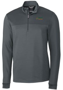 Cutter and Buck Florida A&amp;M Rattlers Mens Grey Traverse Stripe Stretch Long Sleeve 1/4 Zip Pullo..