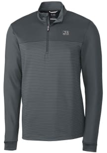Cutter and Buck Jackson State Tigers Mens Grey Traverse Stripe Stretch Long Sleeve 1/4 Zip Pullo..