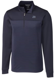 Cutter and Buck Jackson State Tigers Mens Navy Blue Traverse Stripe Stretch Long Sleeve 1/4 Zip ..