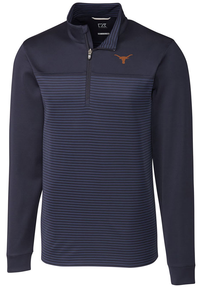 Cutter and Buck Texas Longhorns Mens Navy Blue Traverse Stripe Stretch Pullover Jackets