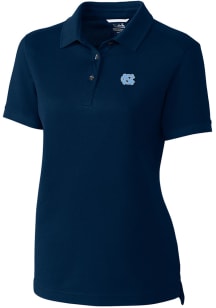 Cutter and Buck North Carolina Tar Heels Womens Navy Blue Advantage Pique Short Sleeve Polo Shir..