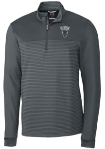 Cutter and Buck Howard Bison Mens Grey Traverse Stripe Stretch Long Sleeve 1/4 Zip Pullover