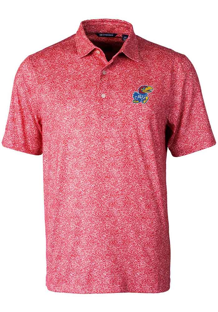 Cutter and Buck Kansas Jayhawks Mens Red Constellation Polo Short Sleeve Polo