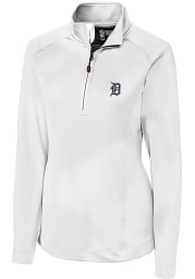 Cutter and Buck Detroit Tigers Womens White Jackson 1/4 Zip Pullover