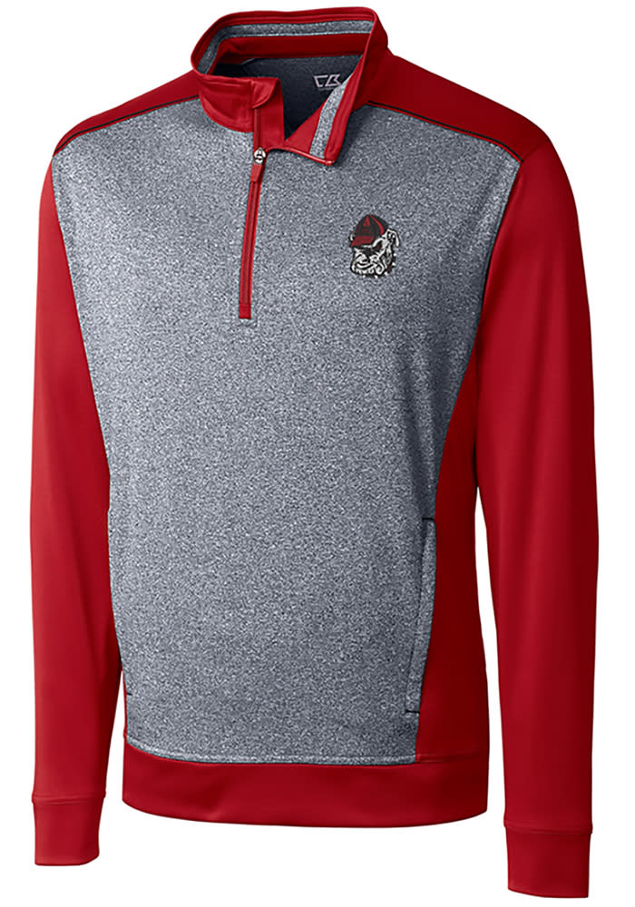 Cutter and Buck Georgia Bulldogs Mens Red Replay Long Sleeve 1/4 Zip Pullover