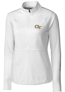 Cutter and Buck GA Tech Yellow Jackets Womens White Pennant Sport 1/4 Zip Pullover
