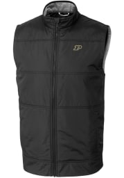 Cutter and Buck Purdue Boilermakers Mens Black Stealth Hybrid Quilted Windbreaker Vest Big and Tall Light Weight Jacket
