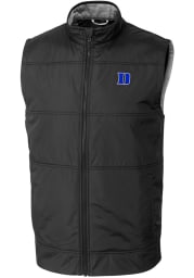 Cutter and Buck Duke Blue Devils Mens Black Stealth Hybrid Quilted Windbreaker Vest Big and Tall Light Weight Jacket