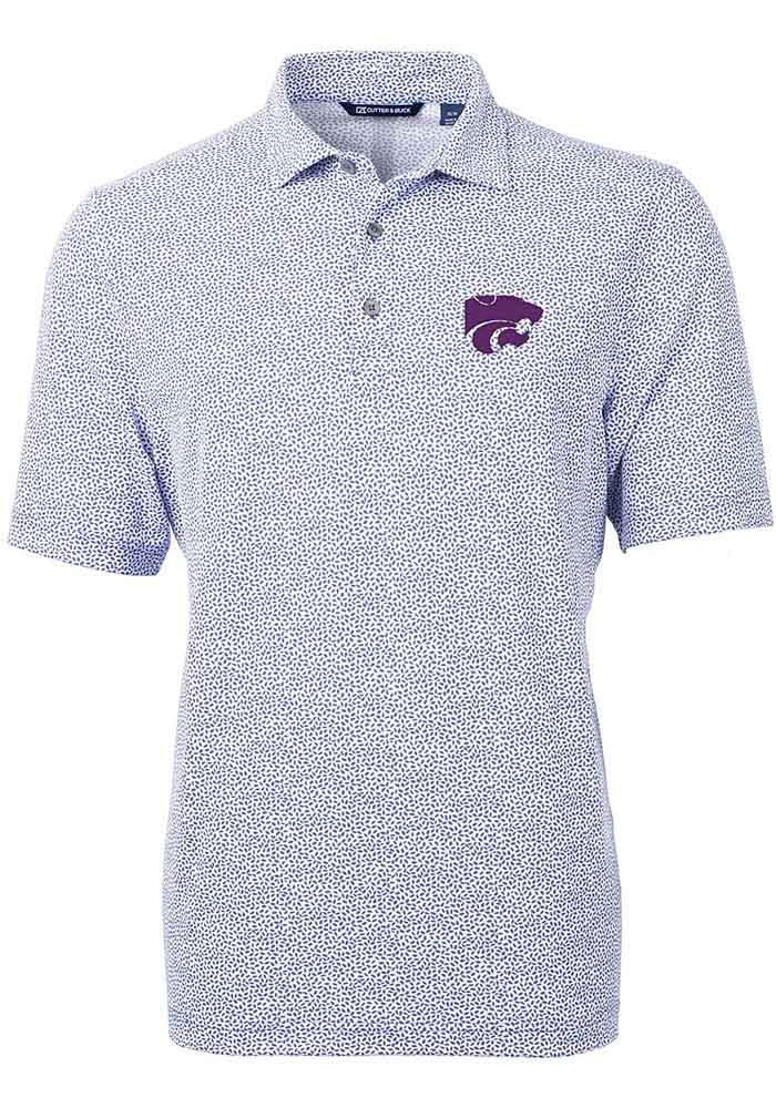 Cutter and Buck K-State Wildcats Mens Lavender Virtue Botanical Short Sleeve Polo