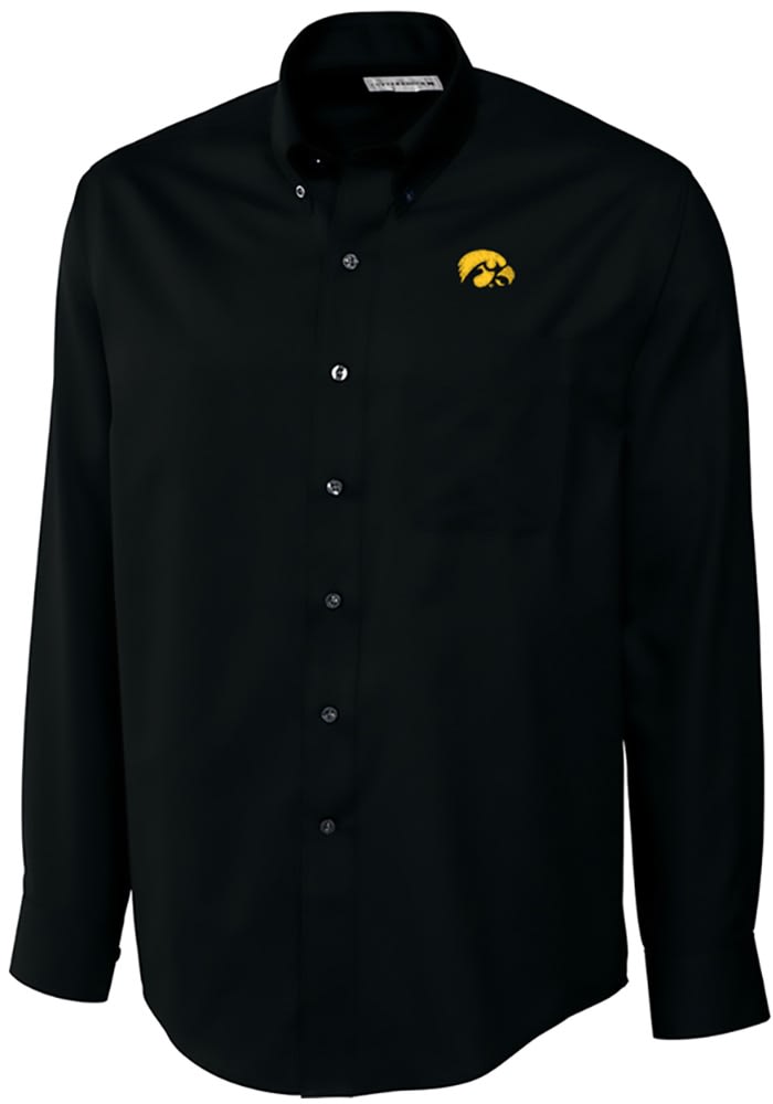 Iowa Hawkeyes Cutter and Buck Black Epic Long Sleeve Dress Shirt