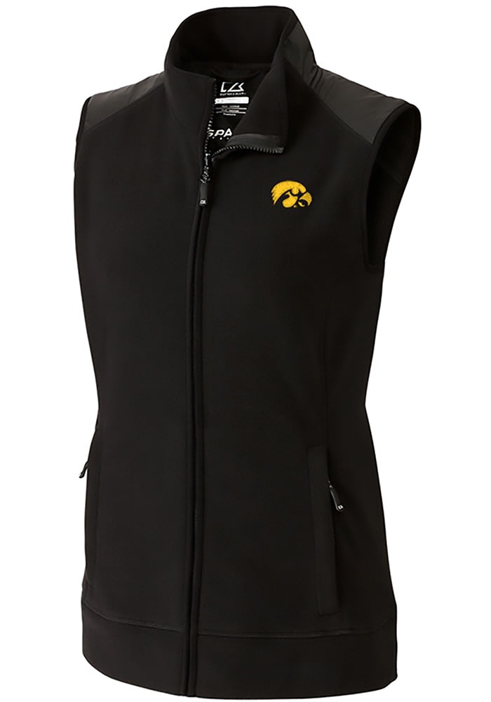 Iowa Hawkeyes Cutter and Buck Womens Black Cedar Park Sleeveless Jacket
