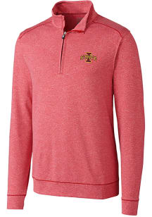 Cutter and Buck Iowa State Cyclones Mens Red Shoreline Long Sleeve 1/4 Zip Pullover