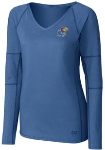 Cutter and Buck Kansas Jayhawks Womens Blue Victory Long Sleeve T-Shirt