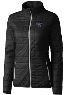 Cutter and Buck Washington Huskies Womens Black Rainier PrimaLoft Puffer Filled Jacket