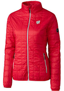 Womens Wisconsin Badgers Red Cutter and Buck Rainier PrimaLoft Puffer Filled Jacket