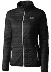 Cutter and Buck Purdue Boilermakers Womens Black Rainier PrimaLoft Puffer Filled Jacket