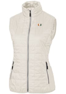 Cutter and Buck Miami Hurricanes Womens White Rainier PrimaLoft Puffer Vest