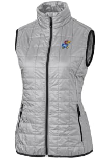 Cutter and Buck Kansas Jayhawks Womens Grey Rainier PrimaLoft Puffer Vest