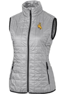 Cutter and Buck Wyoming Cowboys Womens Grey Rainier PrimaLoft Puffer Vest