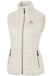 Cutter and Buck Illinois Fighting Illini Womens White Rainier PrimaLoft Puffer Vest