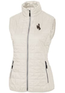 Cutter and Buck Wyoming Cowboys Womens White Rainier PrimaLoft Puffer Vest