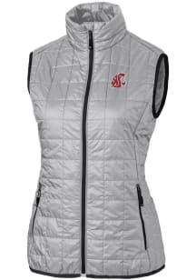 Cutter and Buck Washington State Cougars Womens Grey Rainier PrimaLoft Puffer Vest