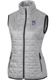 Cutter and Buck Northwestern Wildcats Womens Grey Rainier PrimaLoft Puffer Vest