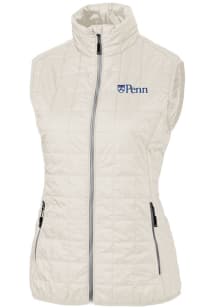 Cutter and Buck Pennsylvania Quakers Womens White Rainier PrimaLoft Puffer Vest