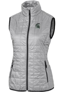 Cutter and Buck Michigan State Spartans Womens Grey Rainier PrimaLoft Puffer Vest