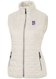 Womens Northwestern Wildcats White Cutter and Buck Rainier PrimaLoft Puffer Vest