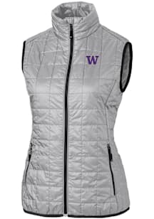 Womens Washington Huskies Grey Cutter and Buck Rainier PrimaLoft Puffer Vest
