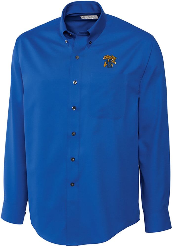 Cutter and Buck Kentucky Wildcats Mens Blue Epic Long Sleeve Dress Shirt