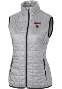 Cutter and Buck Louisville Cardinals Womens Grey Rainier PrimaLoft Puffer Vest