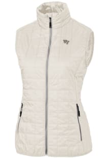 Cutter and Buck Wake Forest Demon Deacons Womens White Rainier PrimaLoft Puffer Vest