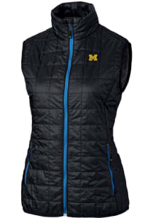 Womens Michigan Wolverines Navy Blue Cutter and Buck Rainier PrimaLoft Puffer Vest