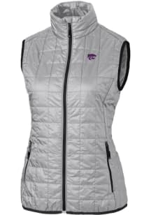 Womens K-State Wildcats Grey Cutter and Buck Rainier PrimaLoft Puffer Vest