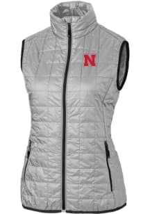 Cutter and Buck Nebraska Cornhuskers Womens Grey Rainier PrimaLoft Puffer Vest