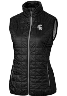 Cutter and Buck Michigan State Spartans Womens Black Rainier PrimaLoft Puffer Vest