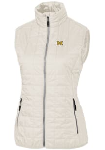 Womens Michigan Wolverines White Cutter and Buck Rainier PrimaLoft Puffer Vest