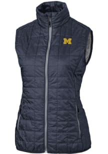 Womens Michigan Wolverines Grey Cutter and Buck Rainier PrimaLoft Puffer Vest