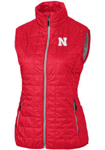 Womens Nebraska Cornhuskers Red Cutter and Buck Rainier PrimaLoft Puffer Vest