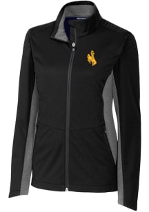 Cutter and Buck Wyoming Cowboys Womens Black Navigate Softshell Light Weight Jacket