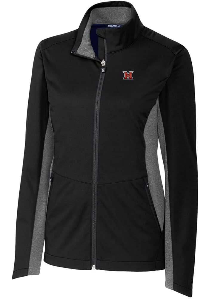 Cutter and Buck Miami RedHawks Womens Black Navigate Softshell Light Weight Jacket