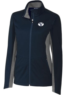Cutter and Buck BYU Cougars Womens Navy Blue Navigate Softshell Light Weight Jacket