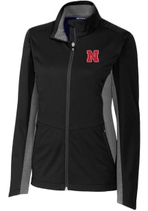 Cutter and Buck Nebraska Cornhuskers Womens Black Navigate Softshell Light Weight Jacket