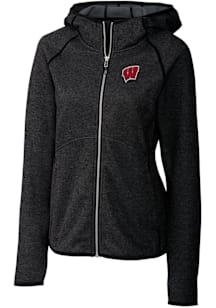 Womens Wisconsin Badgers Charcoal Cutter and Buck Mainsail Medium Weight Jacket