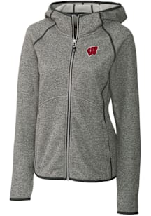 Womens Wisconsin Badgers Grey Cutter and Buck Mainsail Medium Weight Jacket