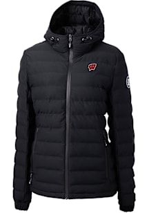 Womens Wisconsin Badgers Black Cutter and Buck Mission Ridge Repreve Filled Jacket